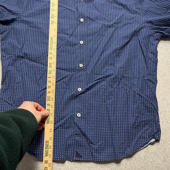 Untuckit Shirt Mens Large Blue Buton Up Triangle Polkadot 100% Cotton Long Sleev - Picture 4 of 7